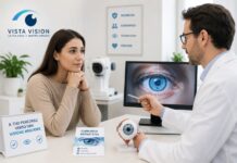 Consulto oculistico in uno studio moderno
