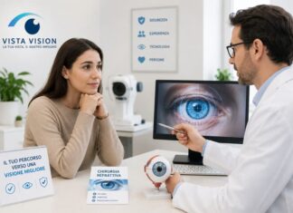 Consulto oculistico in uno studio moderno