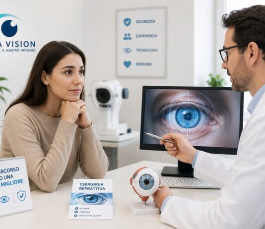 Consulto oculistico in uno studio moderno